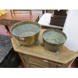 Heavy brass & copper pots on legs