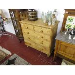 Victorian pine chest of 2 over 3 drawers - Approx: 97cm tall x 96.5cm wide x 47cm deep