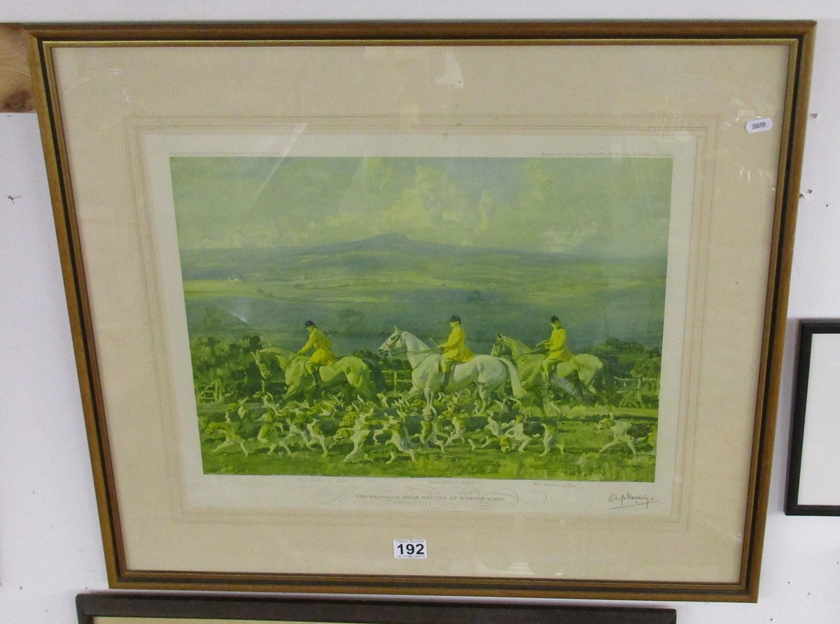 Signed Munnings print - 'The Bramham Moor Hounds at Weeton Whin'