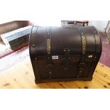 Small dome top leather trunk