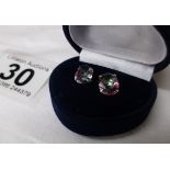 Mystic Topaz set silver ear studs