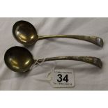 2 small hallmarked silver ladles - approx. 149g