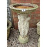 Stone lady figure bird bath