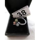 Silver multi stone cluster ring