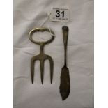 Hallmarked three pronged fork & fish knife