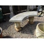 Stone squirrel pedestal bench