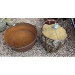 Very large iron cooking pot & carboy