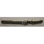 Japanese Tanto with white metal scabbard & handle - Erotic scene on scabbard (and verso)