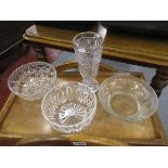 Staffordshire crystal - 3 fruit bowls and vase