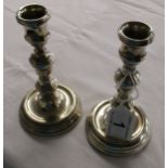 Small pair of silver candlesticks