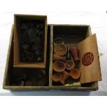 Wooden box of collectables