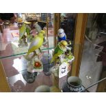 3 Royal Adderley bone china birds - 2 Budgerigars & a Canary