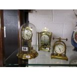 3 brass mantle clocks
