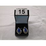 Silver & sapphire set earrings