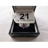 Silver & amethyst set ring