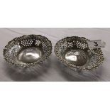 Pair of silver pierced bon bon dishes