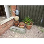 Collection of garden pots, old metal watering can etc.