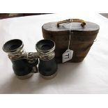 Set of early binoculars with case