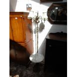 Brush chrome 2 branch standard lamp and marble top table