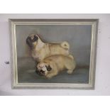 Oil on canvas - Pugs by Angela Grayson