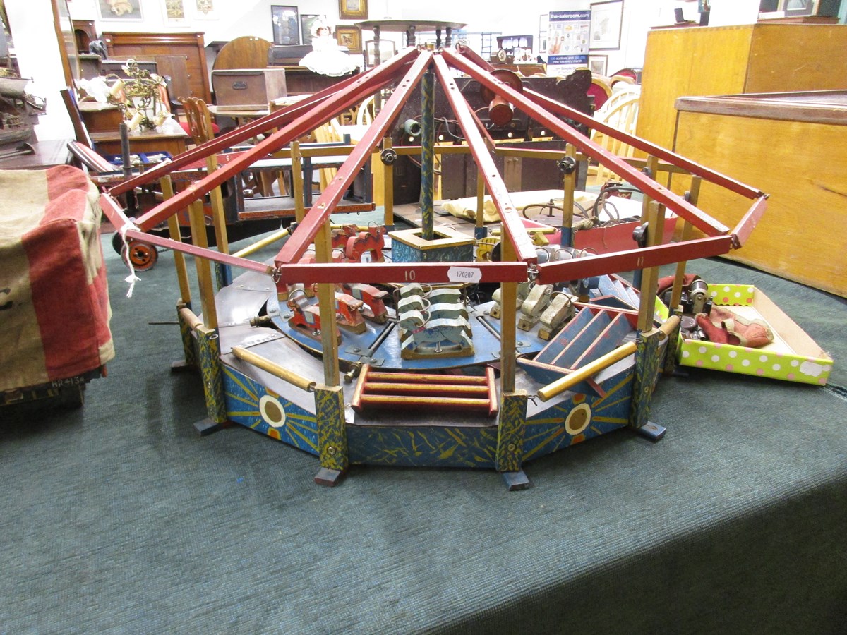 Scratch built fairground models circa 1936 to include carousel, steam wagon etc. - Image 4 of 17