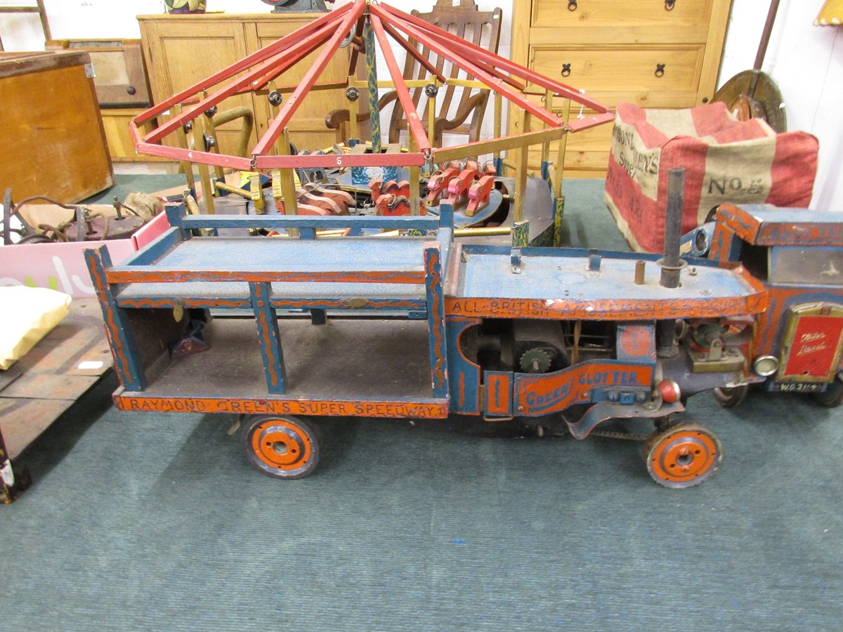 Scratch built fairground models circa 1936 to include carousel, steam wagon etc. - Image 9 of 17