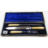 Old carving set with silver necks