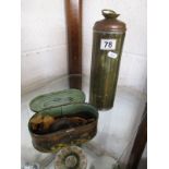 Old copper water canister & Boots enema syringe