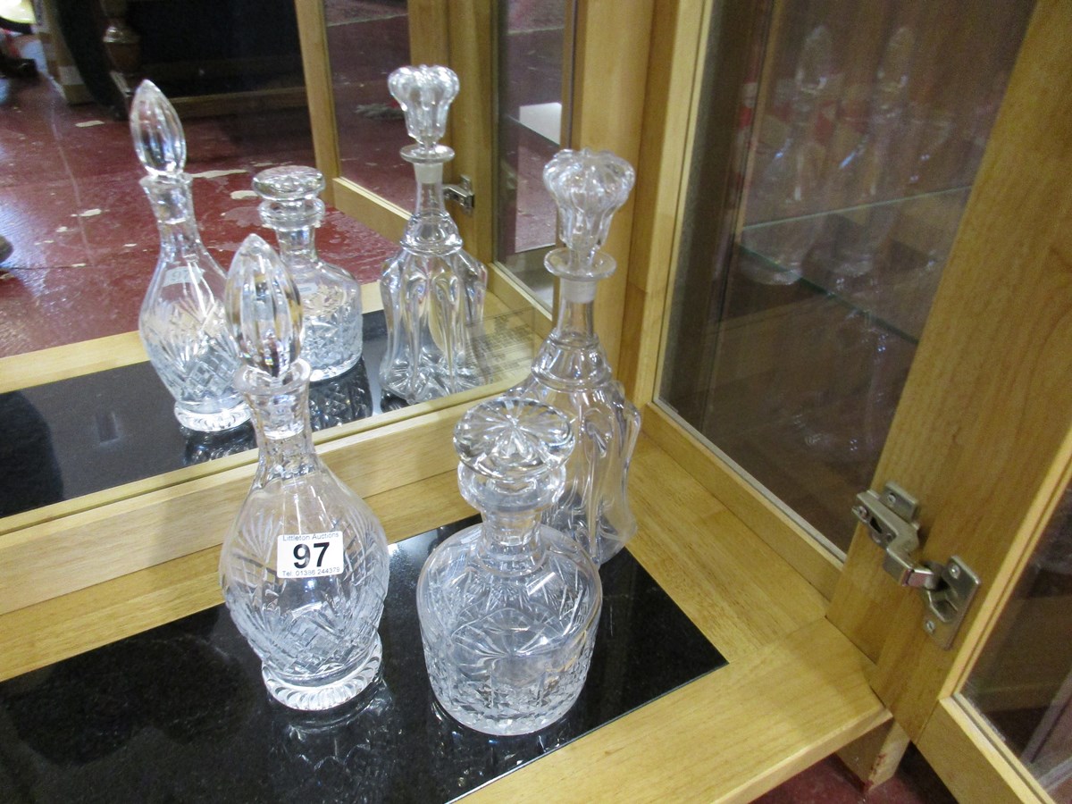 3 glass decanters