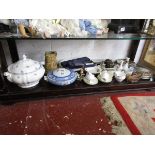 Shelf of china etc. to include Wade, Royal Worcester & Minton