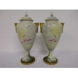 Pair of Royal Worcester urns with covers by G Johnson A/F