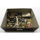 Box of costume jewellery and watches