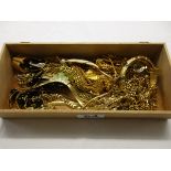 Box of gold tone costume jewellery