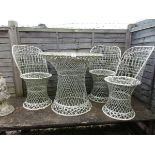 Wicker garden table and three chairs