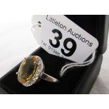 White gold citrine & diamond ring - Estimate £170 - £250