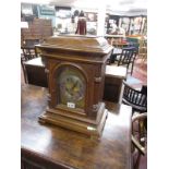 Oak cased bracket clock with Westminster chime