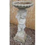 Stone cherub figure bird bath - approx 95cms high