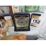 Travel clock in blue case marked Mappin