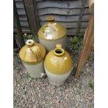 3 large stoneware jars, 1 Evesham