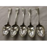 5 hallmarked Irish silver serving spoons - Approx. 376g