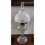 Victorian cut glass oil lamp