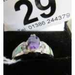 Silver & amethyst set ring