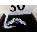 Silver & amethyst set ring