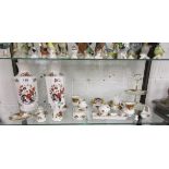 Collection of Royal Albert Old Country Roses pattern and pair of Aynsley vases (whole shelf)