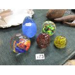 5 glass paper weights