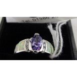 Silver and amethyst set ring