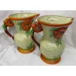 Pair of Wade Heath vases - 1 A/F