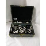 Jewellery box and contents to include silver