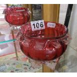 Cranberry bowl with lace pattern - Estimate £25 - £40