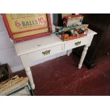 Edwardian painted side table with drawers - Estimate £20 - £30